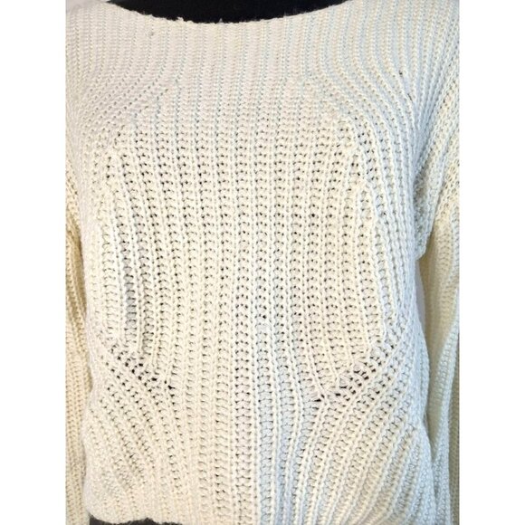 Say What Ivory Cable Knit Cropped Sweater Small Super Cute - Picture 11 of 13